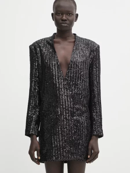 Anine Bing rochie veneda mini drept negru