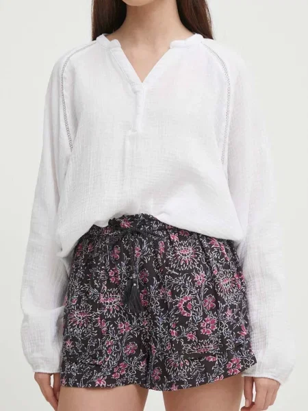 Pepe Jeans pantaloni scurti PATTY femei modelator high waist negru