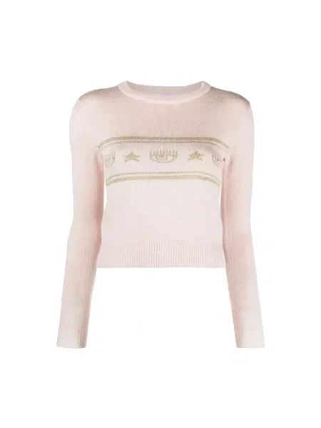 Sweter Chiara Ferragni Collection wełniany różowy