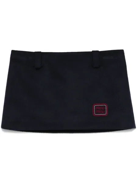 Fusta mini Miu Miu cu broderie albastru