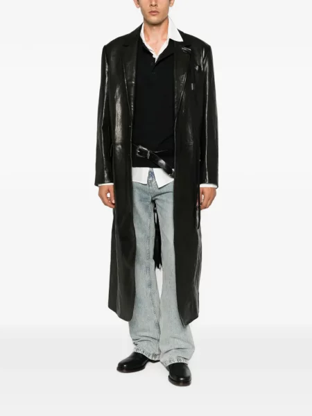 Palton Ann Demeulemeester din piele negru