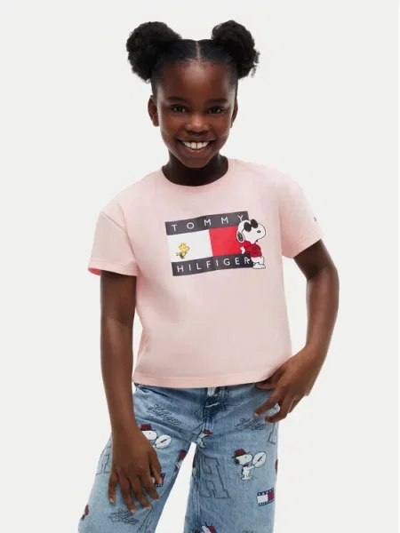 Tommy Hilfiger Tricou Peanuts Flag  deschis roz
