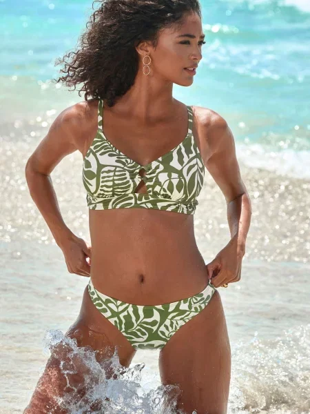 BUFFALO Slip costum de baie oliv alb