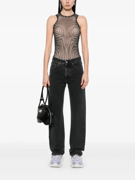 Blugi drepți Mm6 Maison Margiela negru