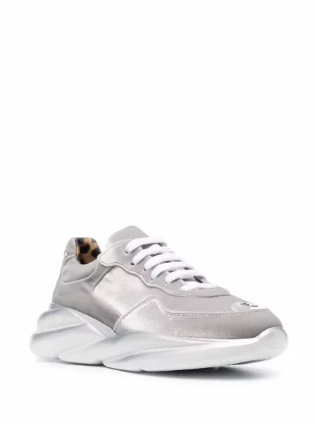 Aksamitne sneakersy Philipp Plein srebrne
