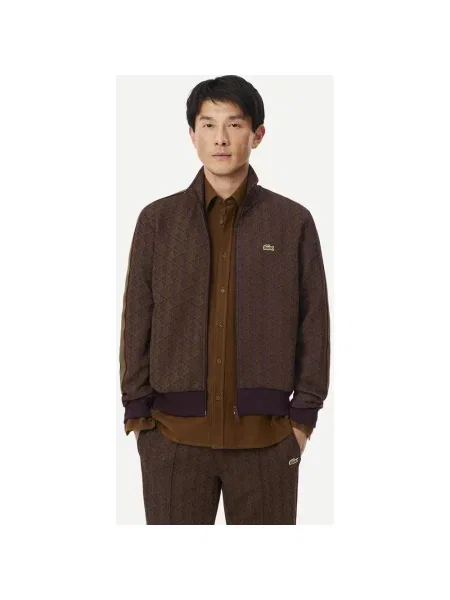 Bluza damska Lacoste París Monogram Full Zip bordowy oliwkowy XS brązowy