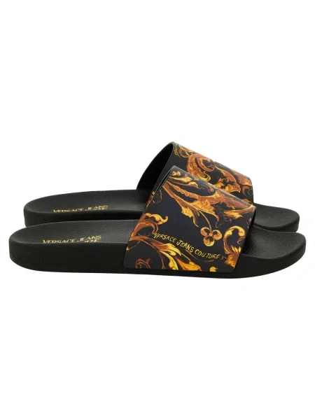 Versace Jeans Couture Obuwie Kobieta Wielobarwność 36 EU Klapki z nadrukiem barokowym czarne