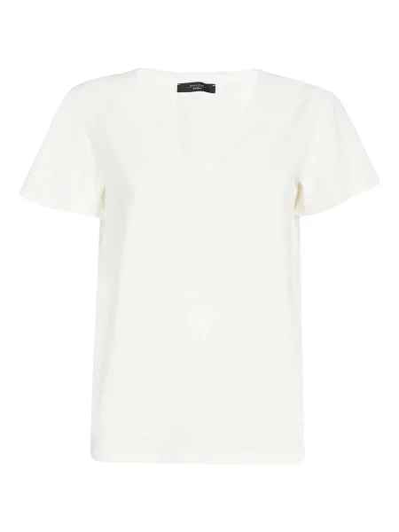 Voiaj tricou Weekend Max Mara cu decolteu în V scurt alb