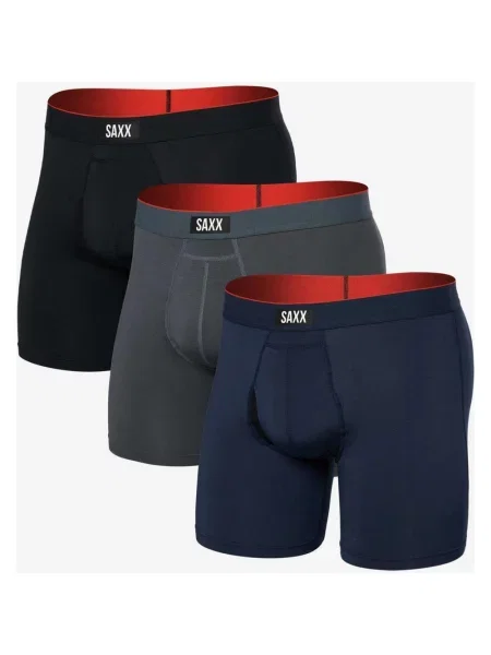Bokserki SAXX Multi-Sport Mesh granatowe szare 3 sztuki XS czarne