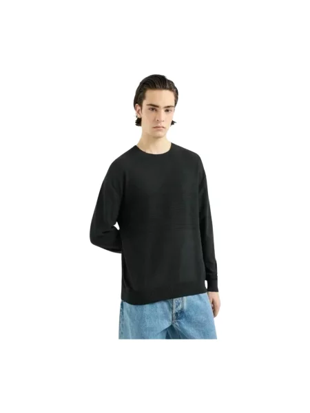 Sweter Armani Exchange z okrągłym dekoltem czarny