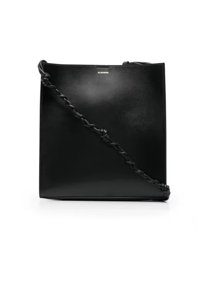 Torebka skórzana Jil Sander skórzana z nadrukiem czarna
