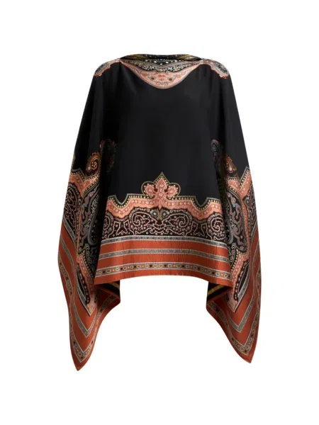 Poncho Etro cu broderie negru