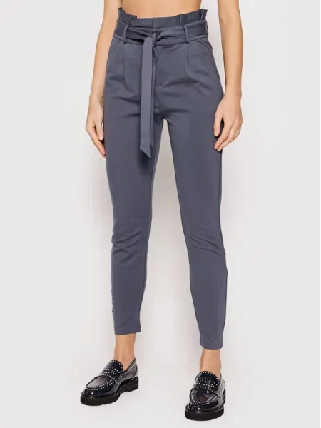 VERO MODA Hlače z naborki Eva marine siva