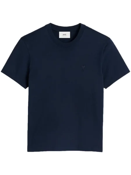 Tricou Ami Paris cu broderie albastru