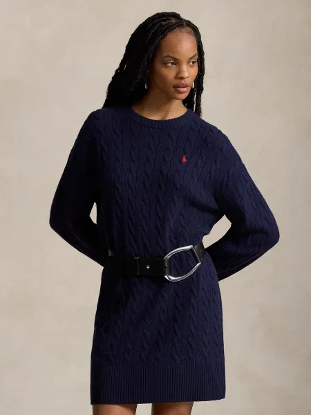 Polo Ralph Lauren Úpletové šaty Tmavomodrá modrá