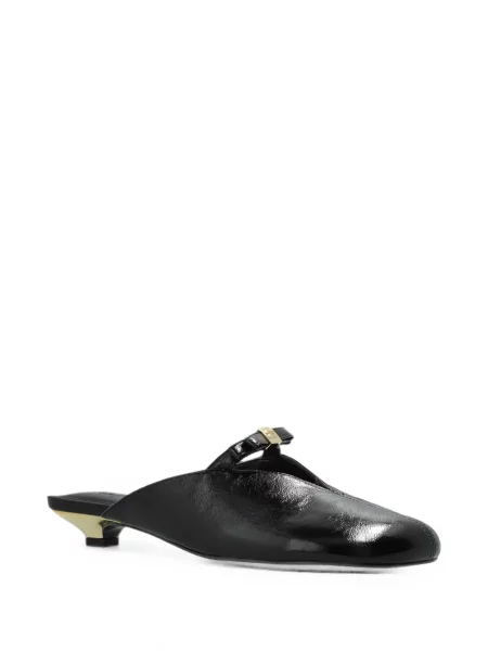 Papuci tip mules Ganni cu funde negru