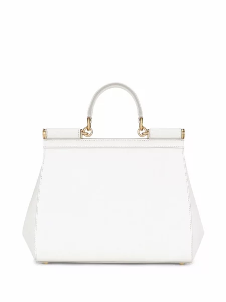 Kožená kožená taška Dolce & Gabbana Sicily bílá