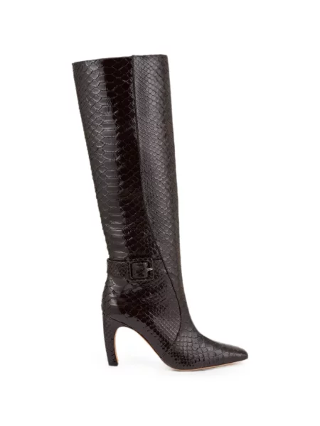 Botine Malone Souliers din piele cu model piele de șarpe maro
