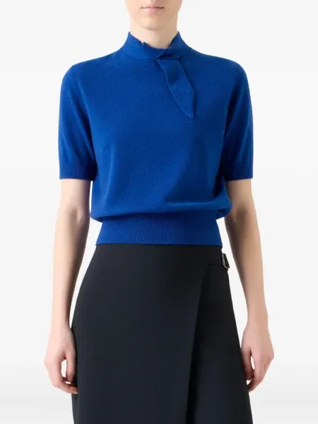 Top Akris scurt albastru