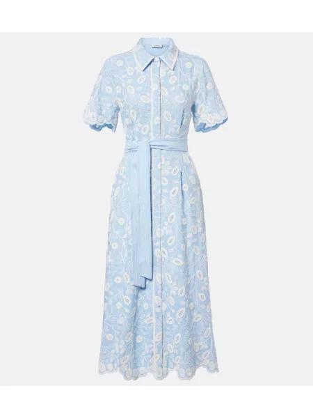 Rochie midi Simkhai cu broderie de in albastru