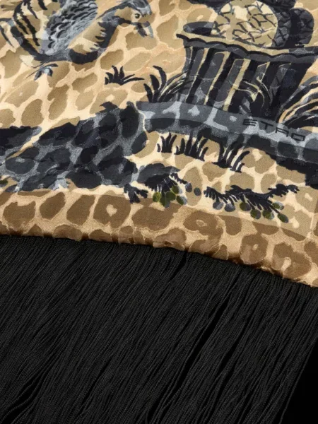 Fular Etro de mătase cu model leopard