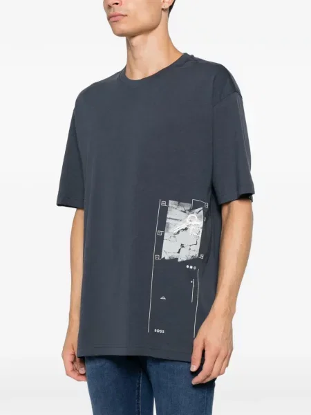 Tricou Boss cu imagine albastru