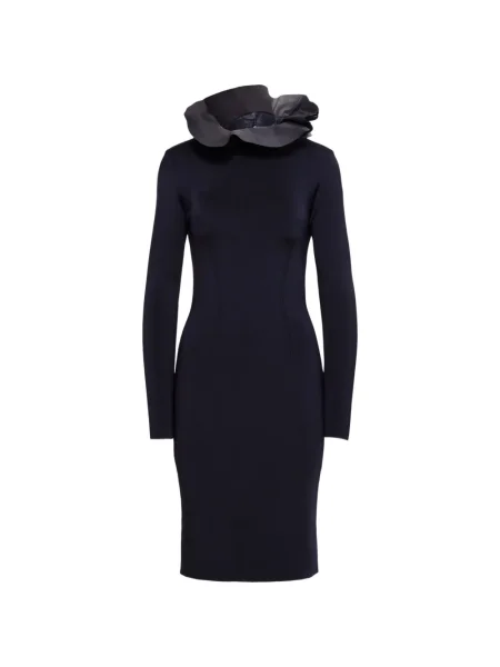 Rochie midi Ralph Lauren Collection cu volane până la genunchi de costum albastru