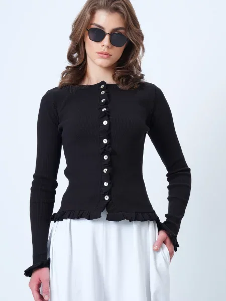 Trend Alaçatı Stili Geacă tricotată închis maro