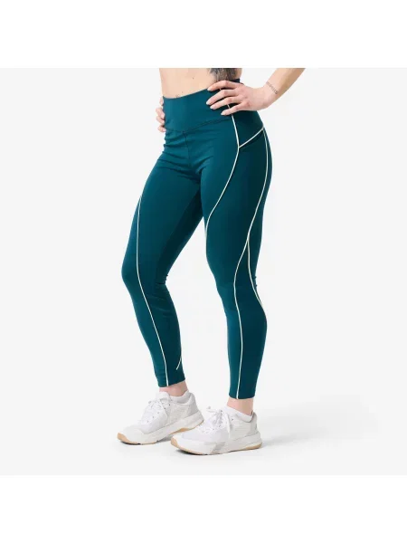 Legginsy fitness Domyos wysoki stan białe