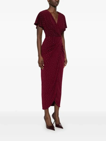 Rochie maxi Nissa de cristal de costum roșu