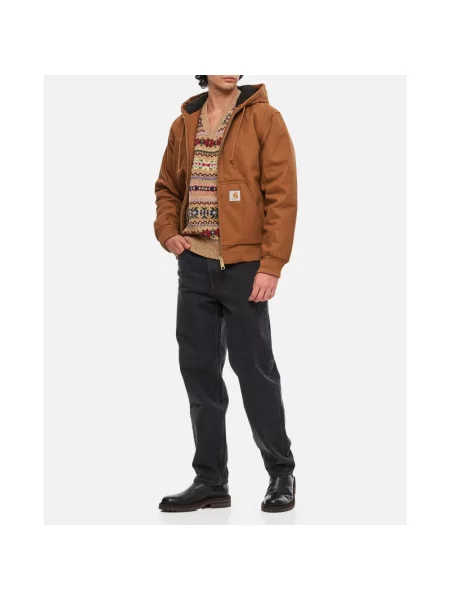 Kurtka Carhartt Wip z kapturem z logo brązowa