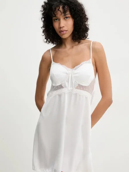 Нощница Answear Lab дамска от дантела бяло