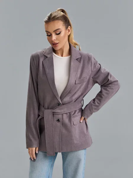 Жакет ISSA Plus штучна замша сірий