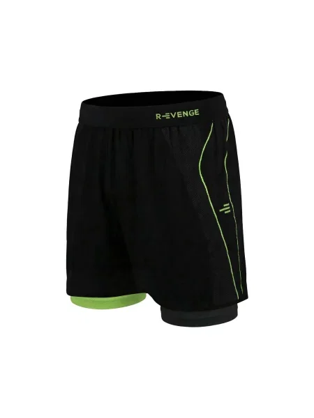 Spodenki z ocieplaczem czarne/zielone trening fitness czarne