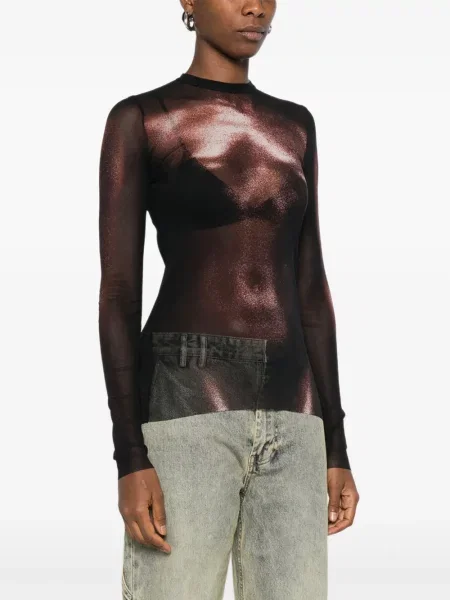 Body Jean Paul Gaultier cu imagine plasă maro