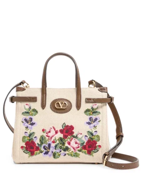 Geantă shopper Valentino Garavani cu broderie de in