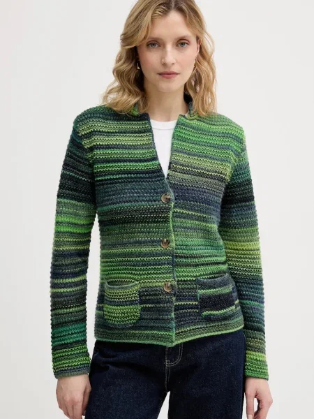 United Colors of Benetton kardigan z dodatkiem wełny zielony