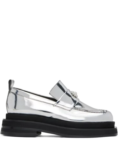 Loafers Simone Rocha na platformě se srdcovým vzorem stříbrné