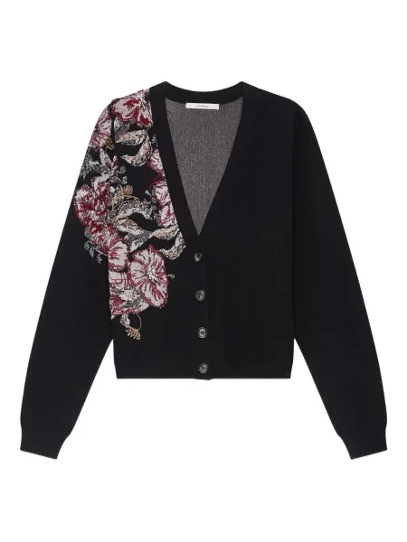 Cardigan Maliparmi cu model floral din jacard negru