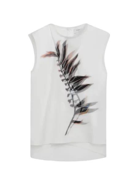 Top Sportmax din satin fără mâneci alb