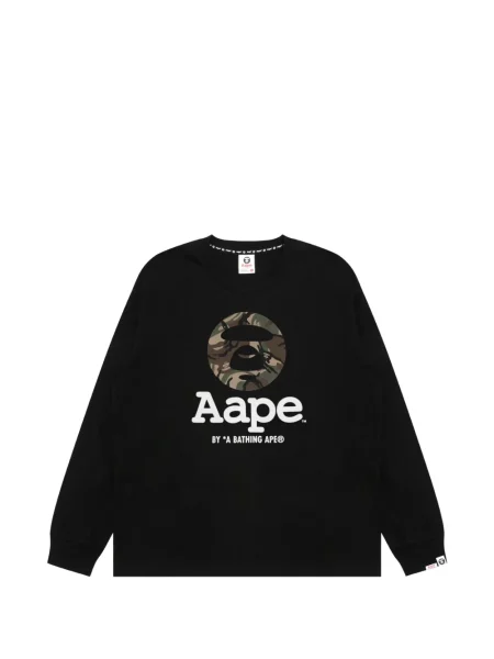 Lung tricou Aape By A Bathing Ape cu imagine cu model camuflaj negru