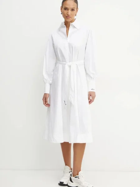 Karl Lagerfeld rochie din midi drept alb