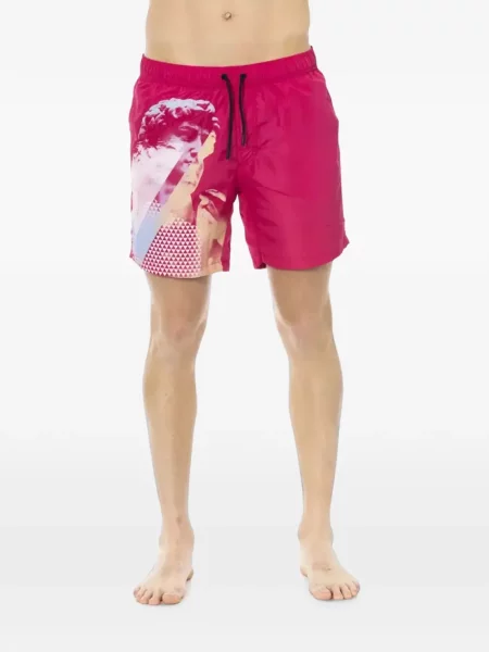 Slip de baie Bikkembergs cu imagine cu cordon roz