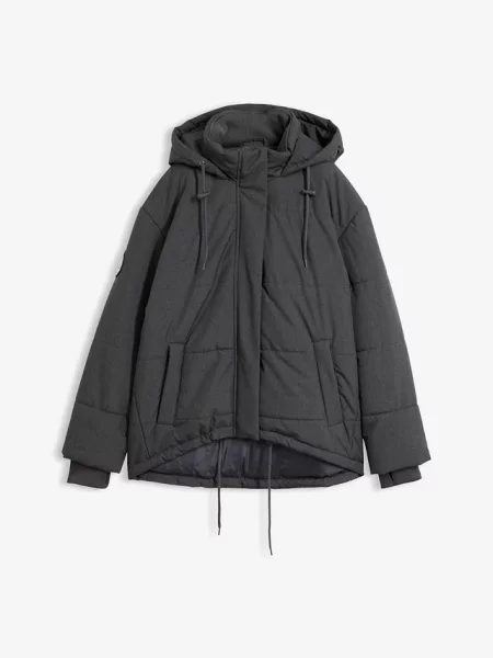 Kurtka pikowana outdoorowa oversized z materiału odpychającego wodę szara