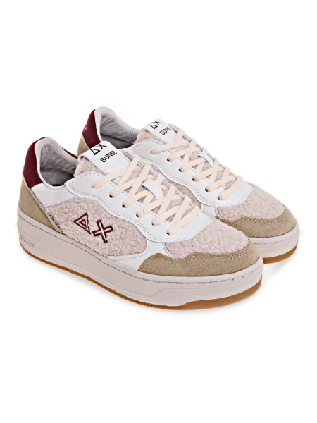 Sneakersy Sun68 skórzane typu teddy białe