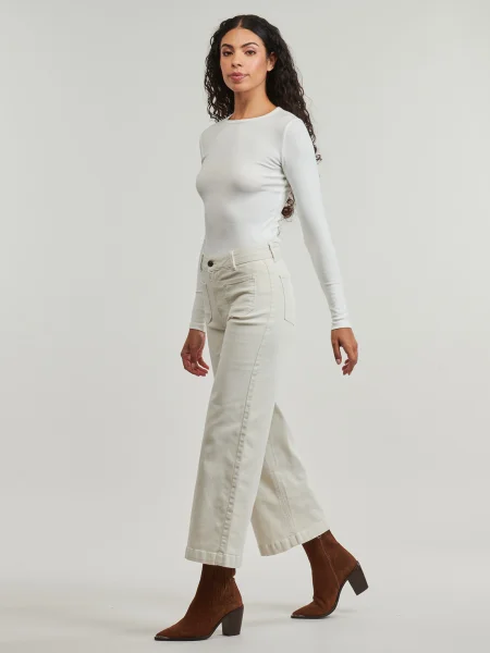 Cropp blugi Pepe Jeans cu talie înaltă alb