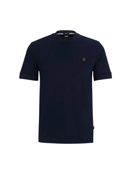 Boss Black Koszulki Mężczyzna Miękki T-shirt z monogramem niebieski