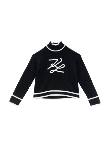 Sweter Karl Lagerfeld wełniany z logo czarny