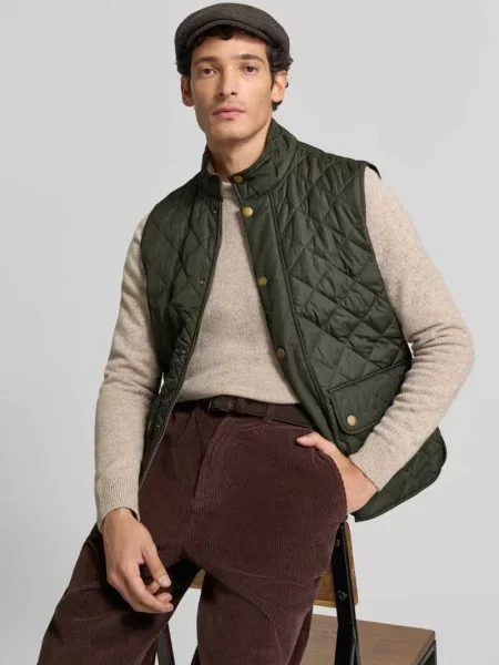 Kamizelka o kroju slim fit z wyhaftowanym logo model NEW LOWERDALE' Barbour zielona