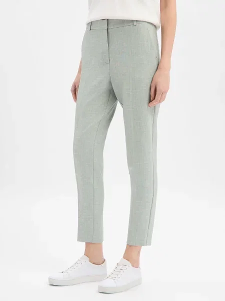 Spodnie materiałowe o kroju slim fit z mieszanki w kant Comma zielone